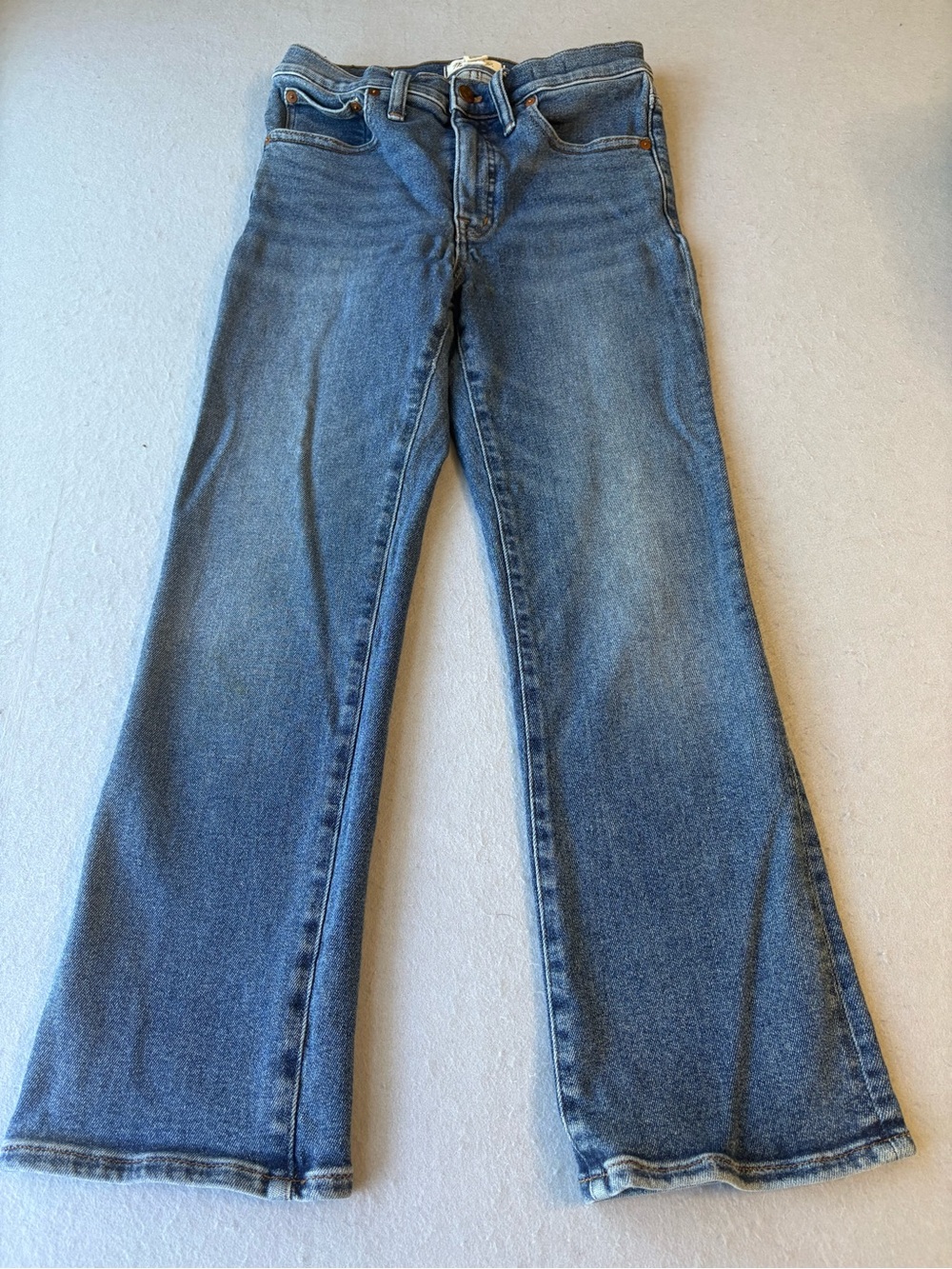 Madewell Cali Demi Boot Medium Blue High-Rise Cropped Flare Jeans Sz 27 - Picture 3 of 9